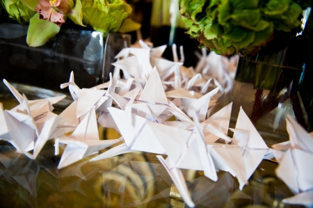 Angel had heard about the Japanese wedding tradition of folding 1000 cranes